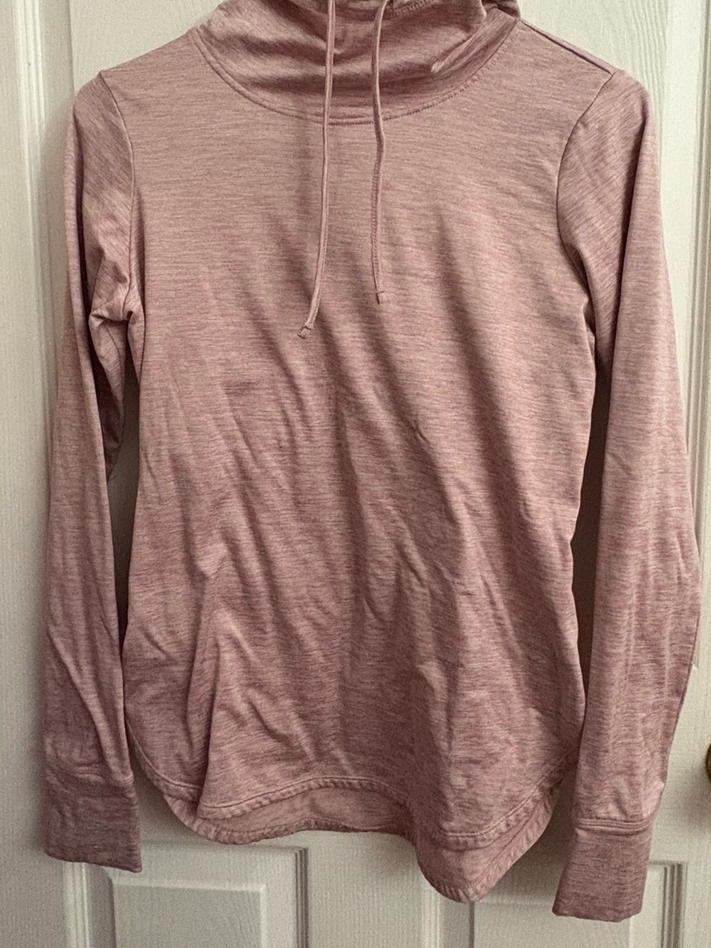 Reebok Heathered Blush Pink Cowl Neck Pullover Hoodie Thumbholes - Women's XS